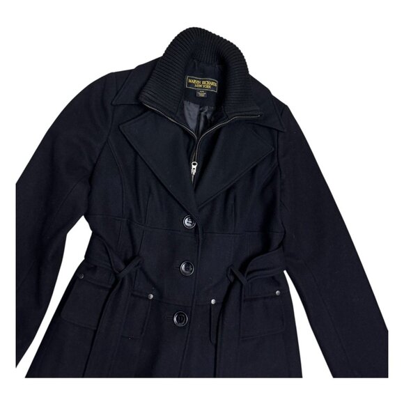 MARVIN RICHARDS Wool Blend Luxury vintage Business Winter Pea Coat Womens Medium - Picture 2 of 6